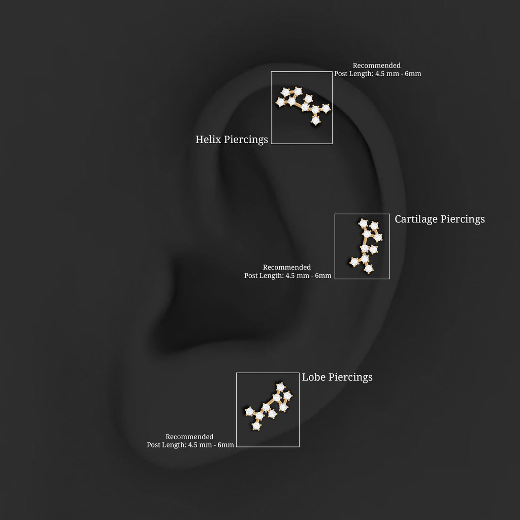 Diamond Sagittarius Zodiac Earring for Helix Piercing