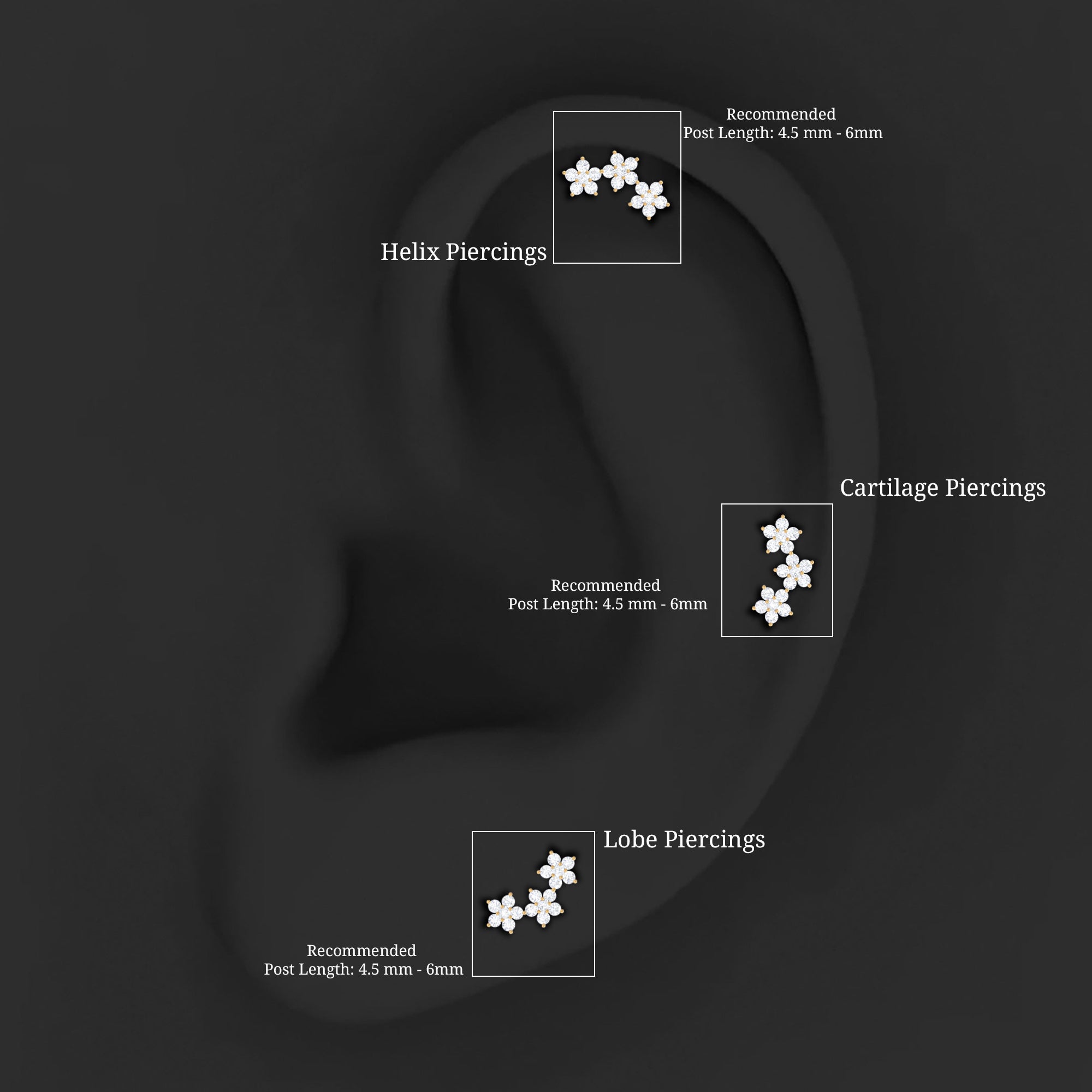 Helix Flower Crawler Earring with Diamond