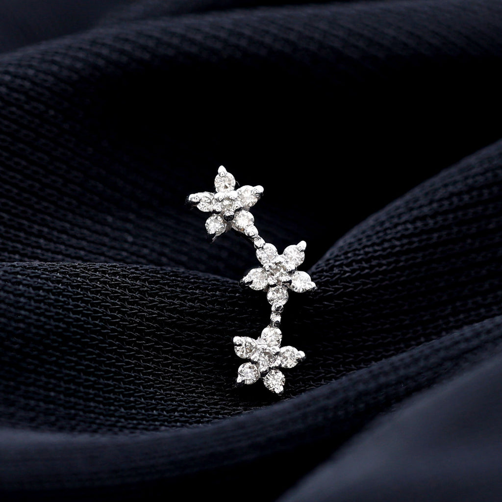 Helix Flower Crawler Earring with Diamond