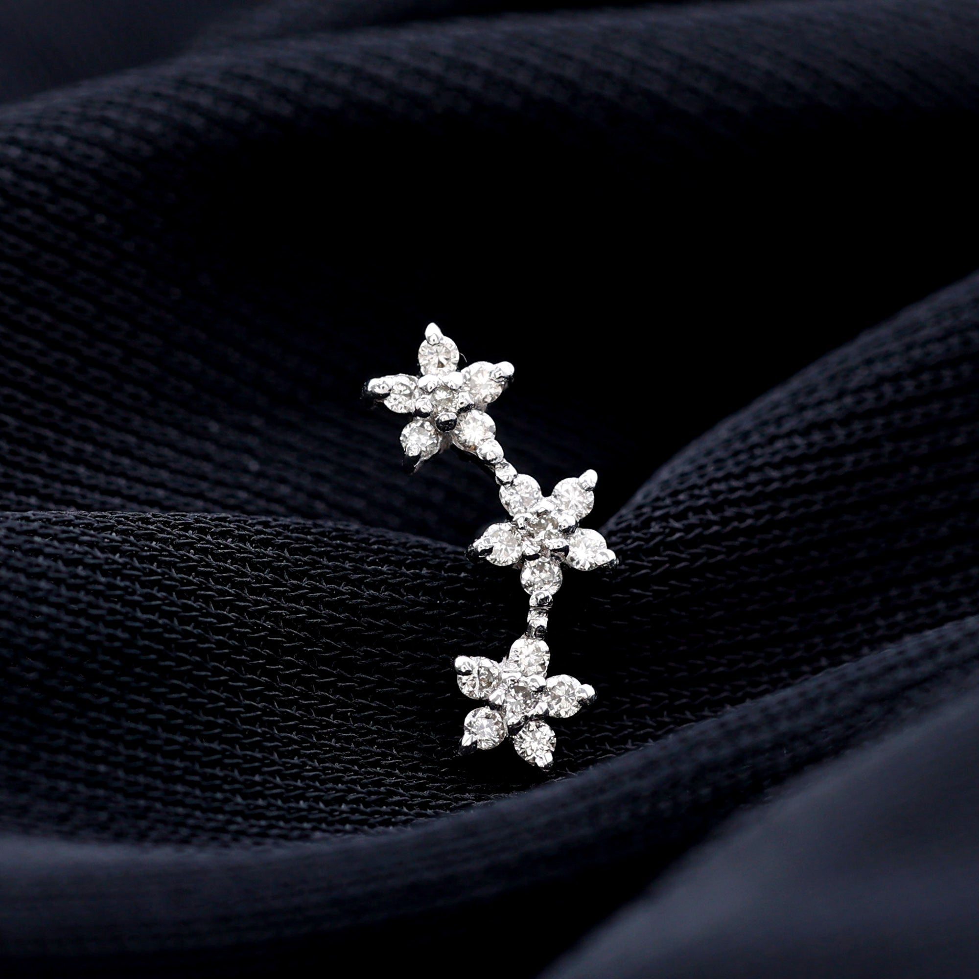 Helix Flower Crawler Earring with Diamond