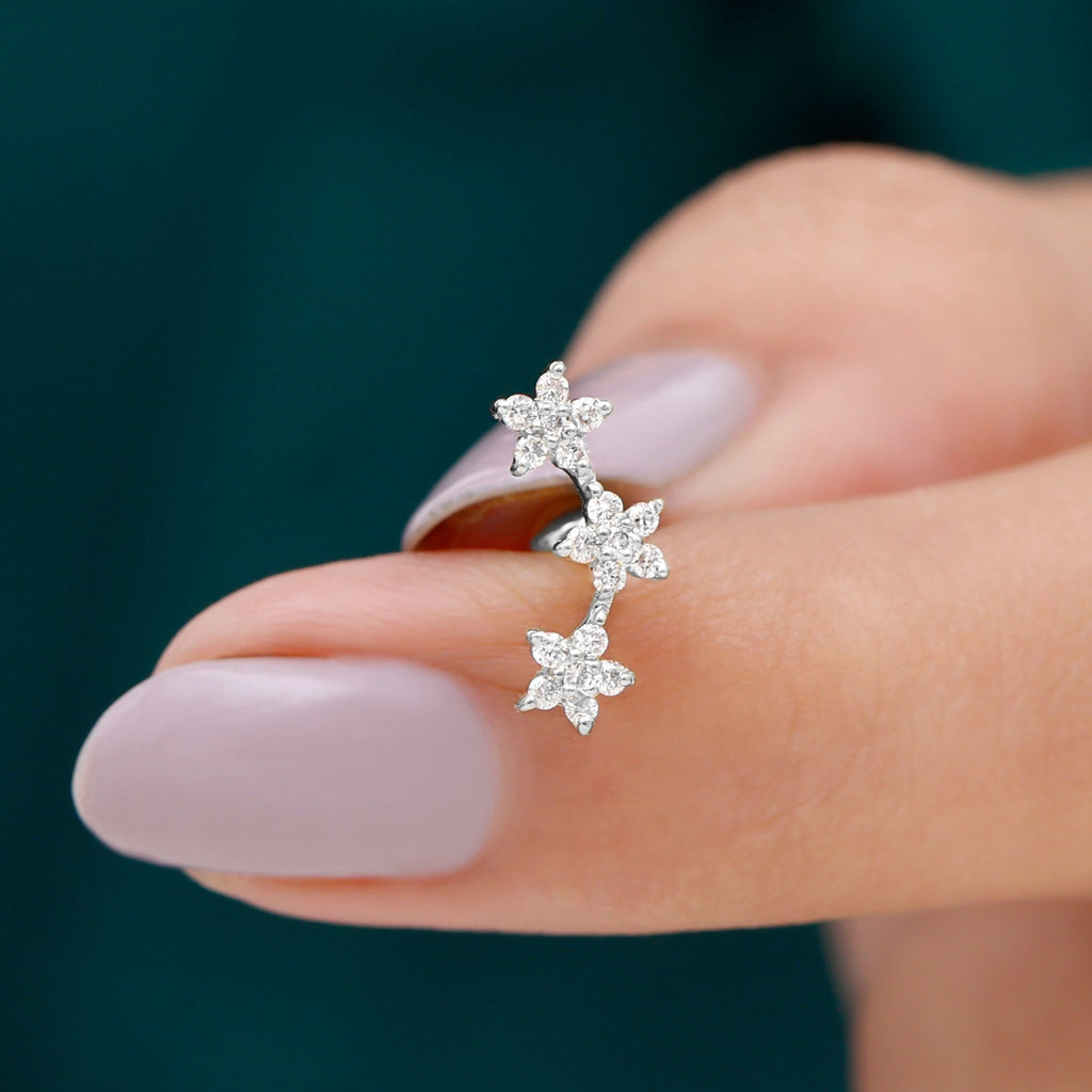 Helix Flower Crawler Earring with Diamond