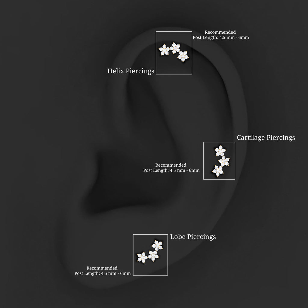 Helix Flower Crawler Earring with Diamond