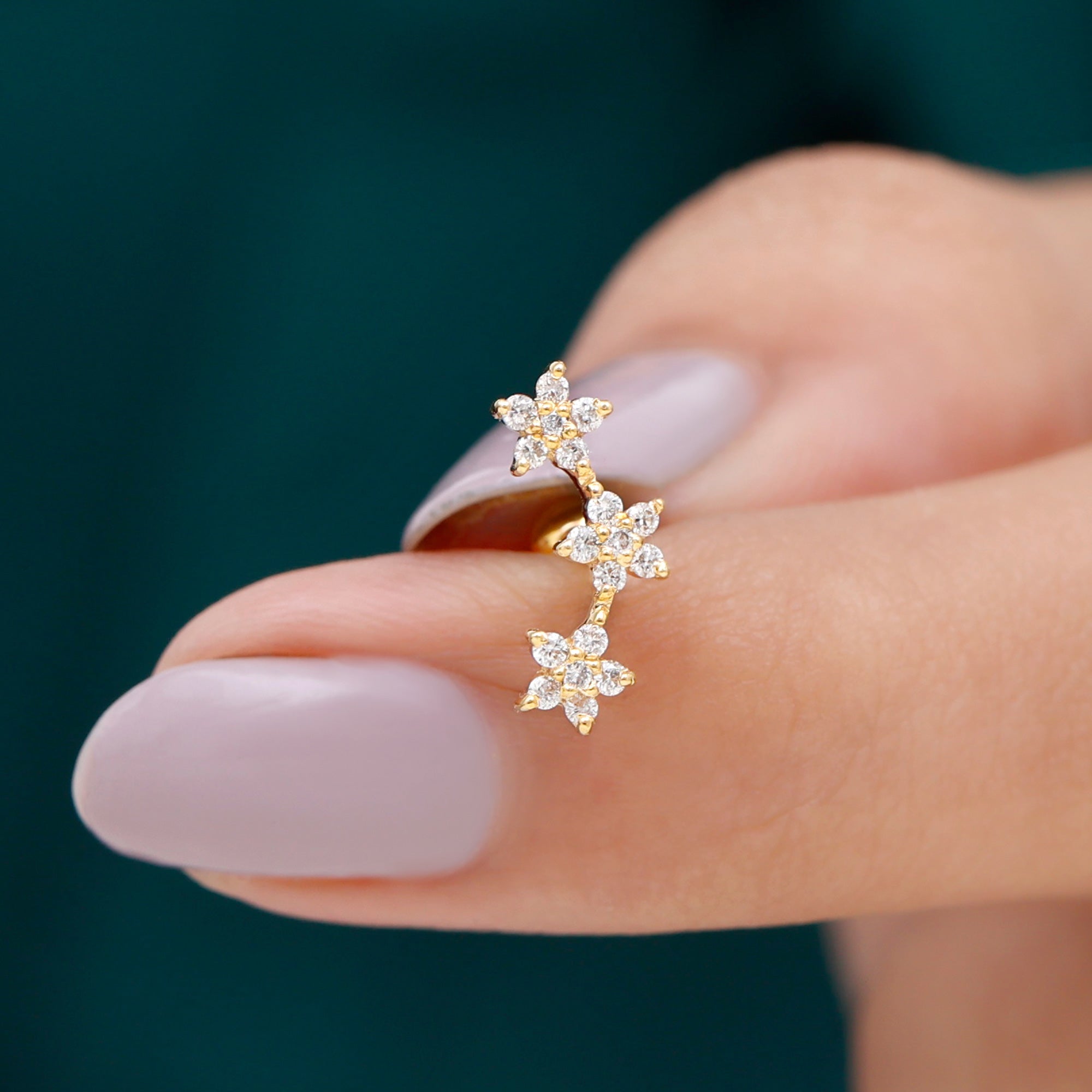 Helix Flower Crawler Earring with Diamond