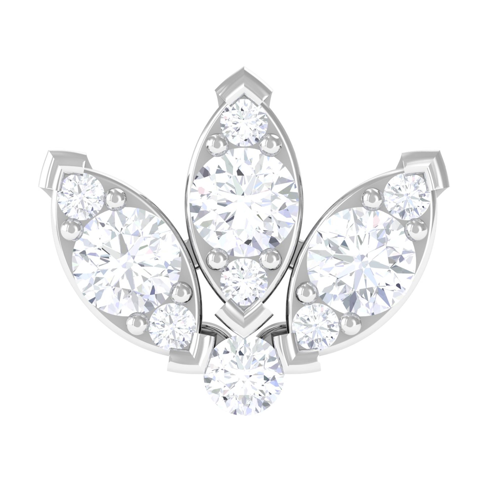 Certified Diamond Lotus Flower Earring with Flat Back