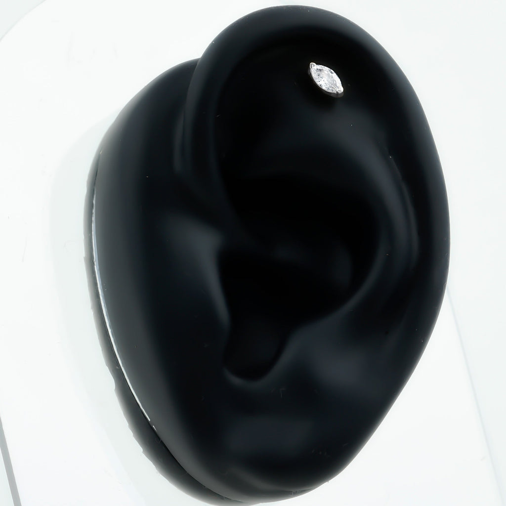 Marquise Diamond Solitaire Earring for Helix Piercing