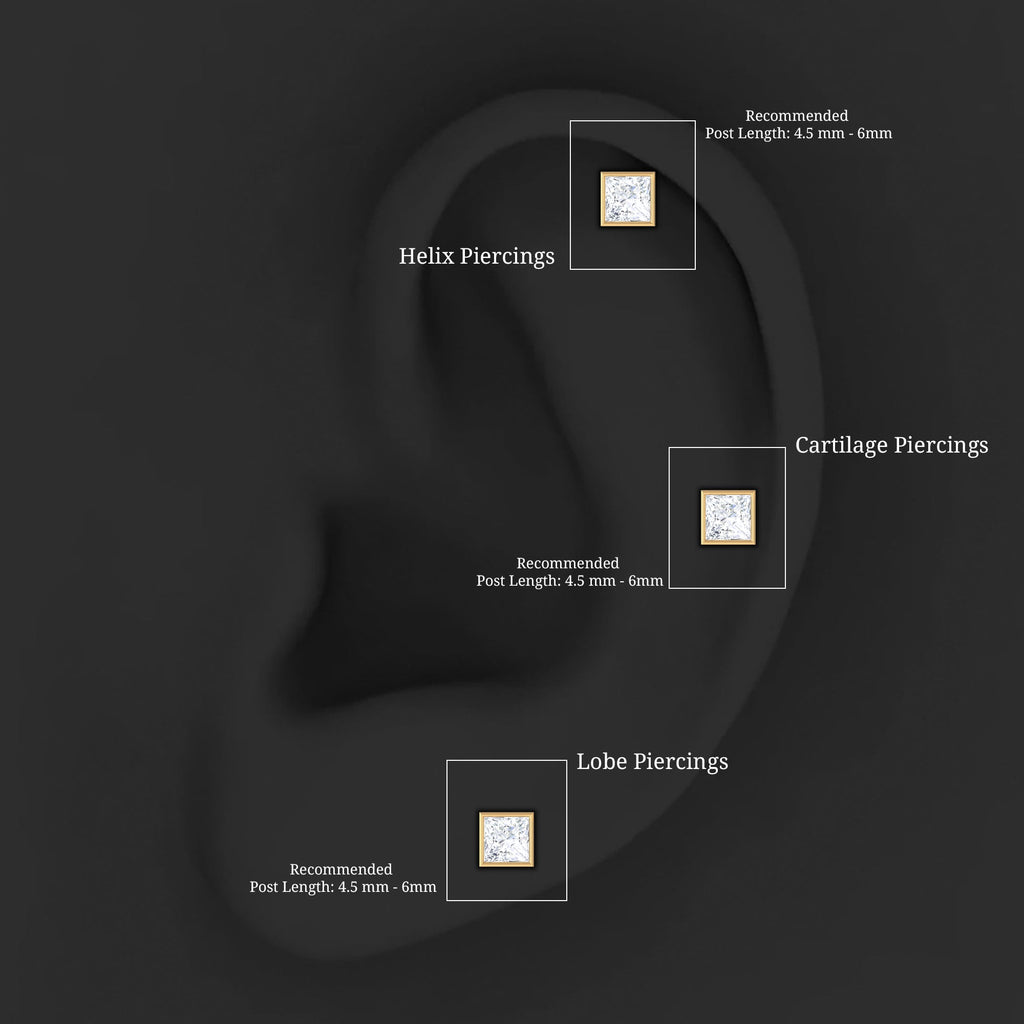 Princess Cut Diamond Conch Earring in Bezel Setting