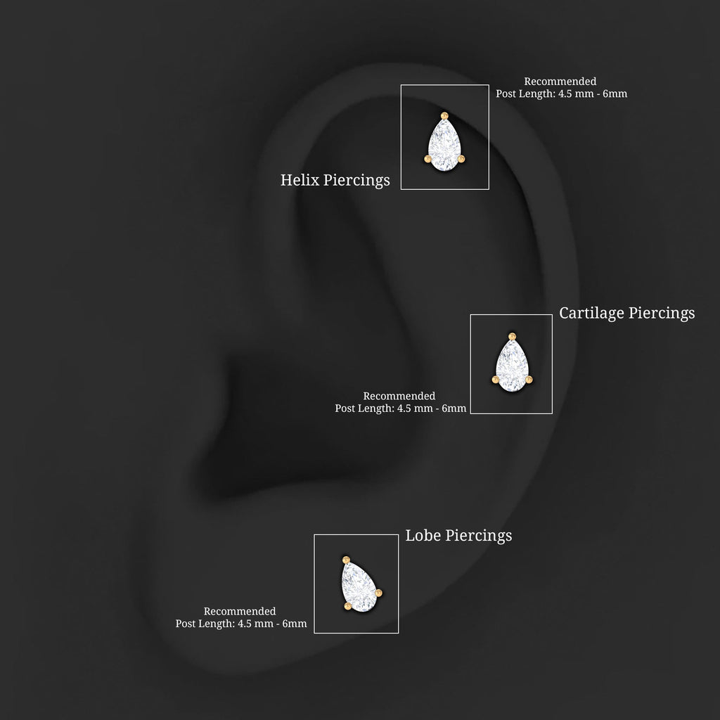 Solitaire Pear Shape Diamond Earring for Tragus Piercing