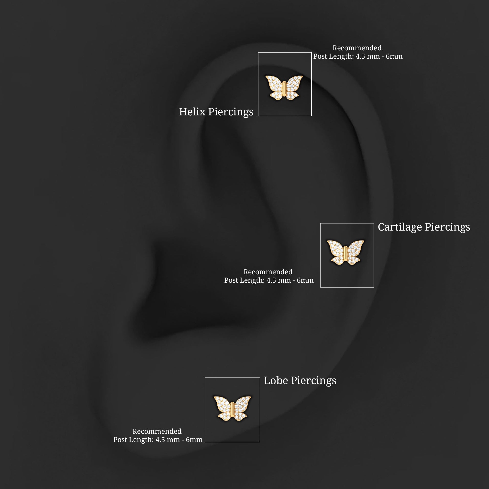 Certified Diamond Butterfly Cartilage Earring