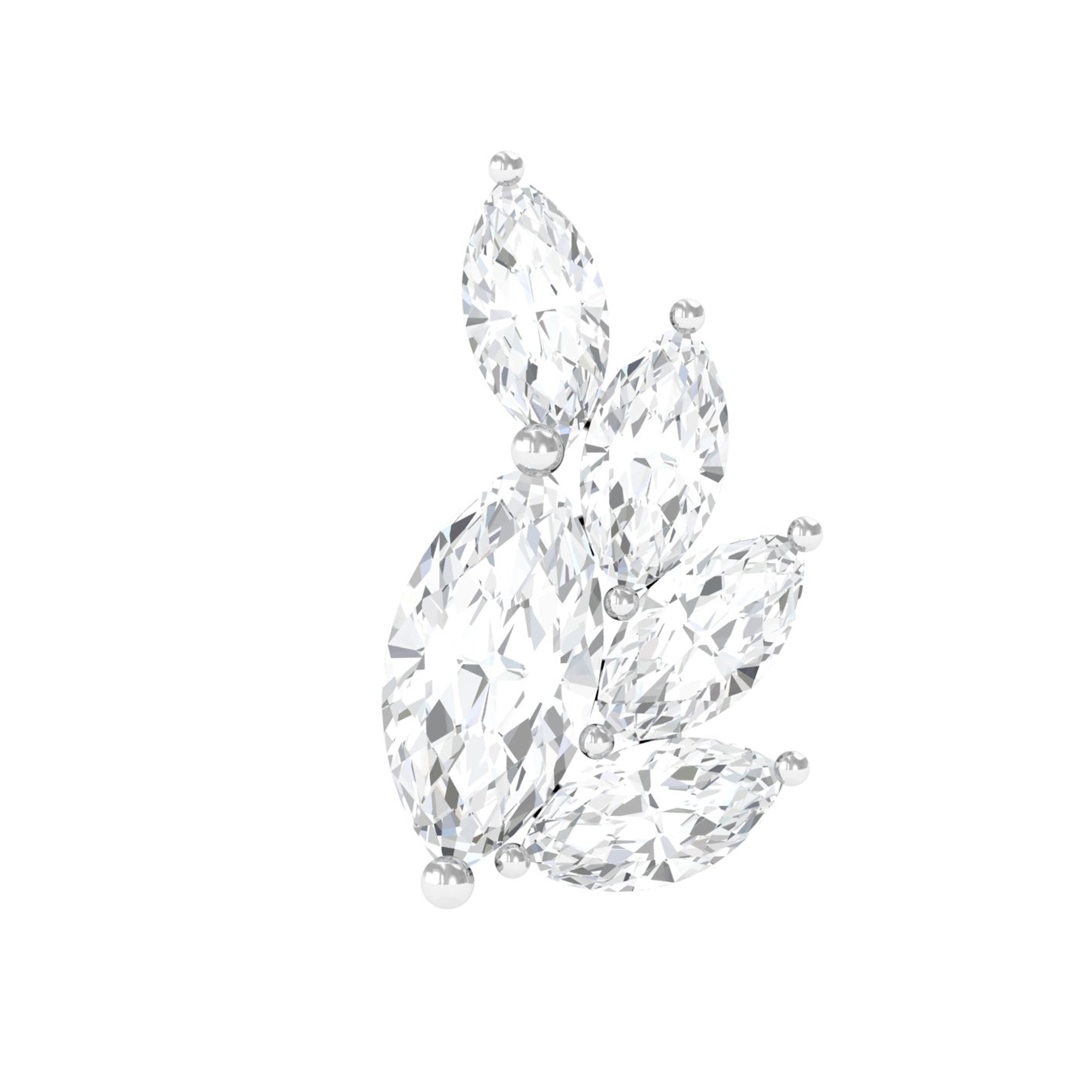 Marquise Diamond Cluster Helix Earring with Flat Back