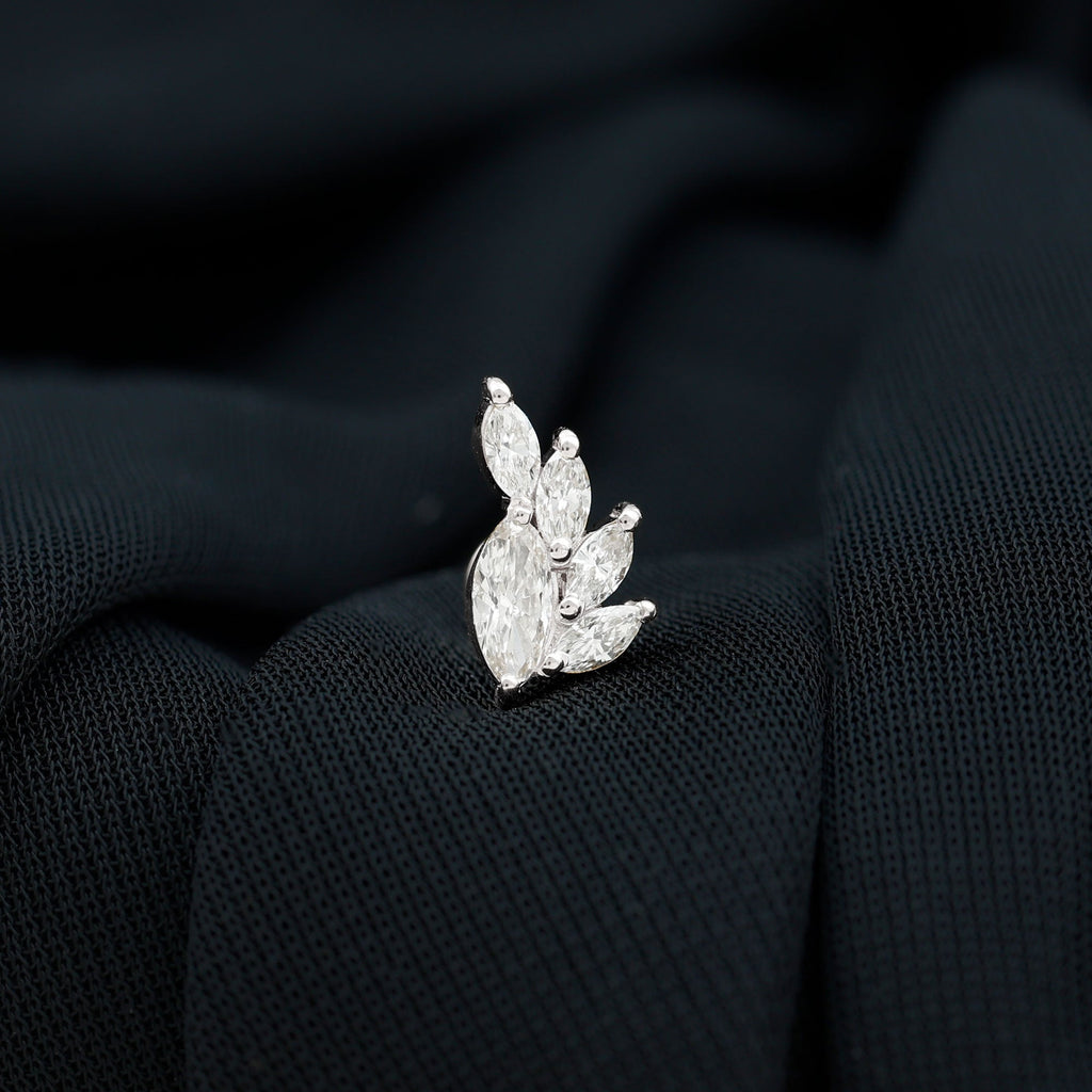 Marquise Diamond Cluster Helix Earring with Flat Back