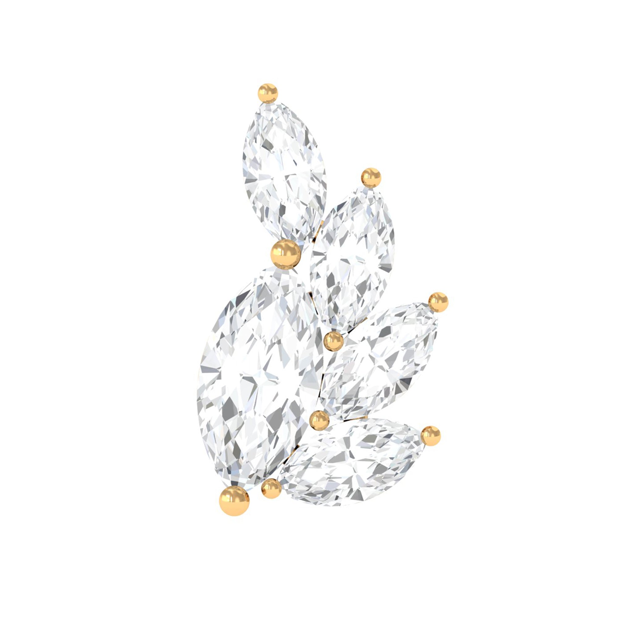 Marquise Diamond Cluster Helix Earring with Flat Back