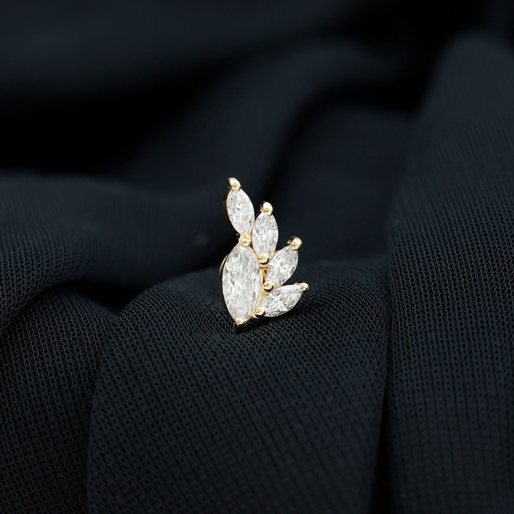 Marquise Diamond Cluster Helix Earring with Flat Back