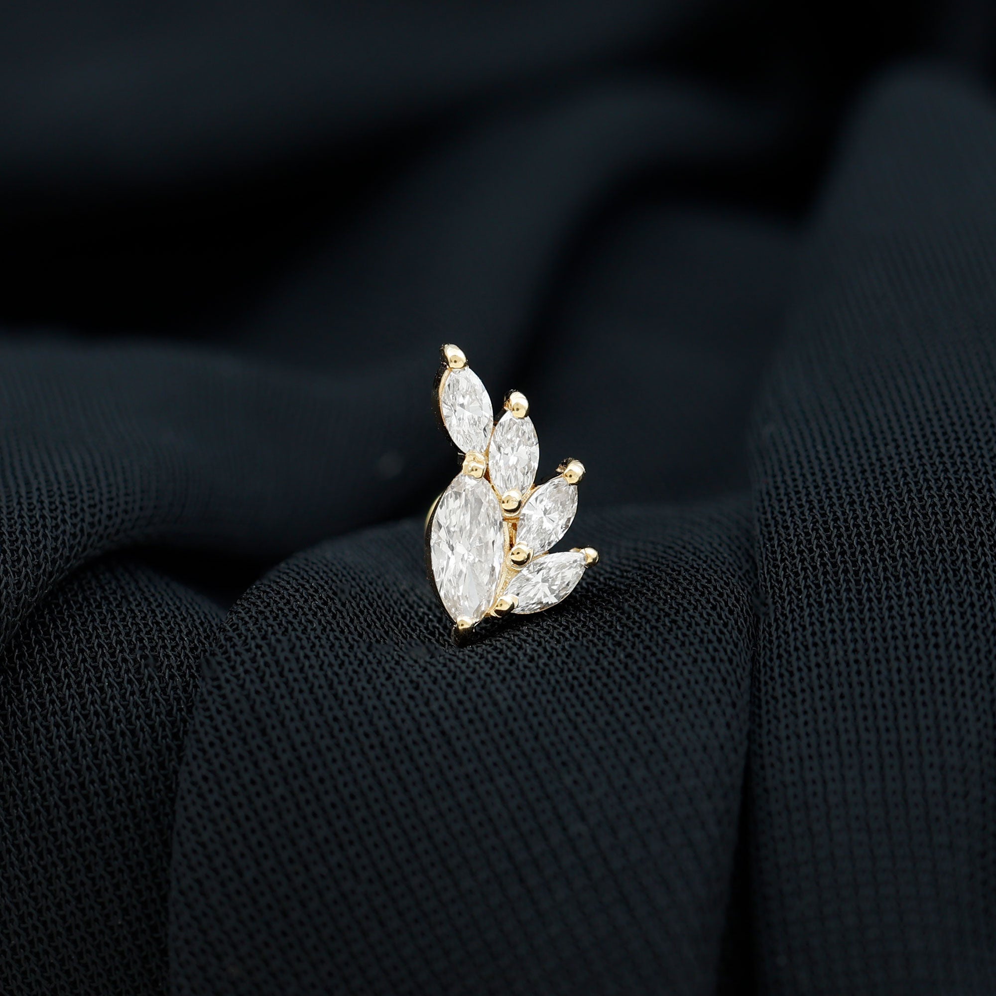 Marquise Diamond Cluster Helix Earring with Flat Back