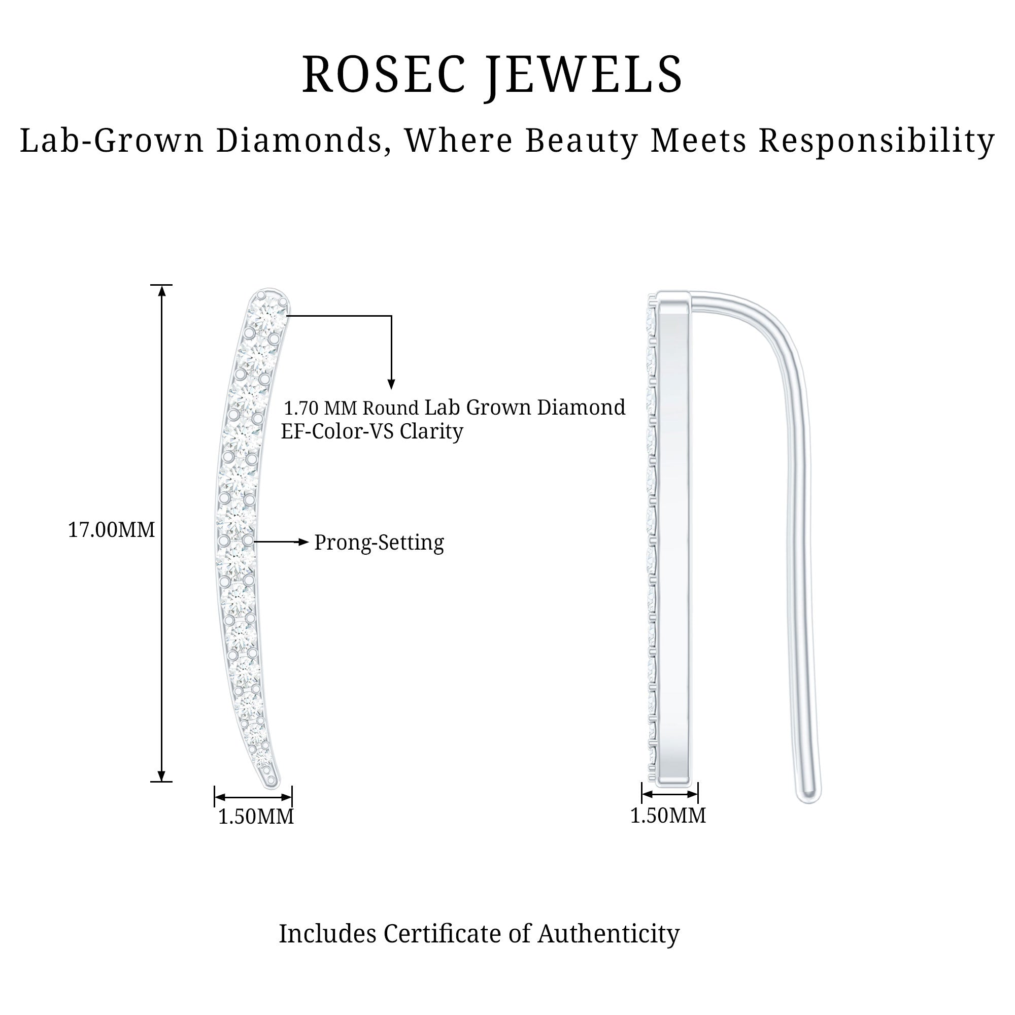 Graduated Style Diamond Climber Helix Earring