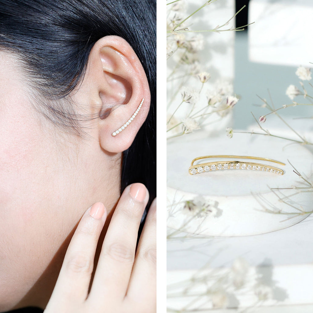 Graduated Style Diamond Climber Helix Earring