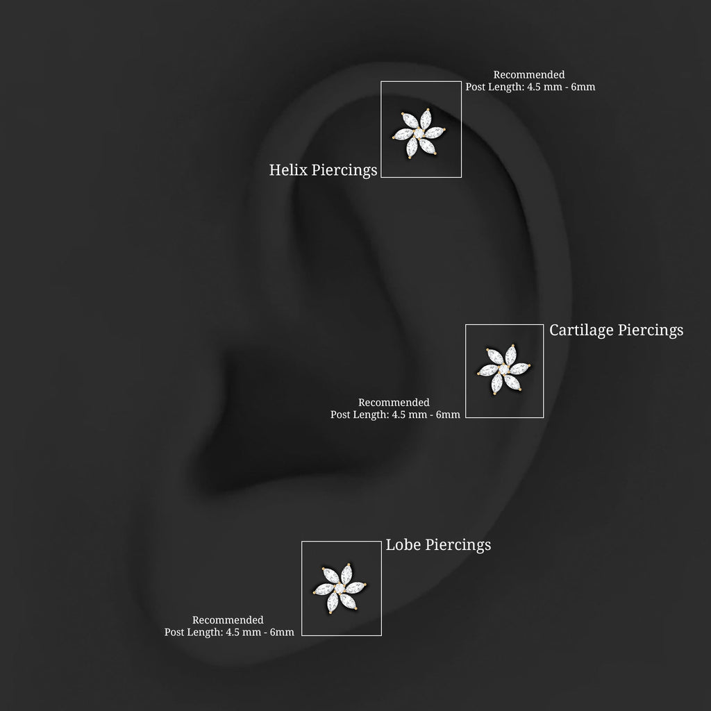 Sparkling Marquise Diamond Flower Helix Earring