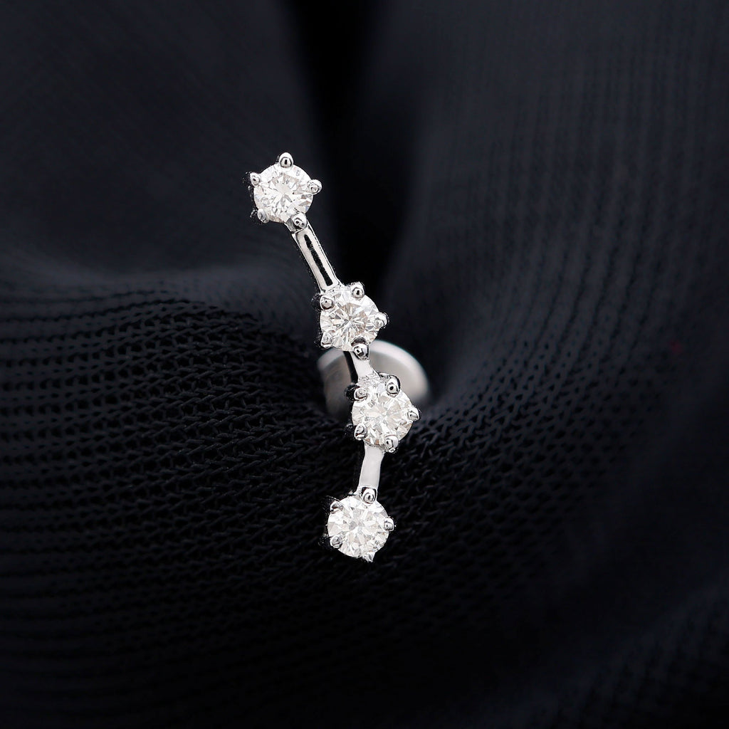 Diamond Aquarius Zodiac Earring for Helix Piercing