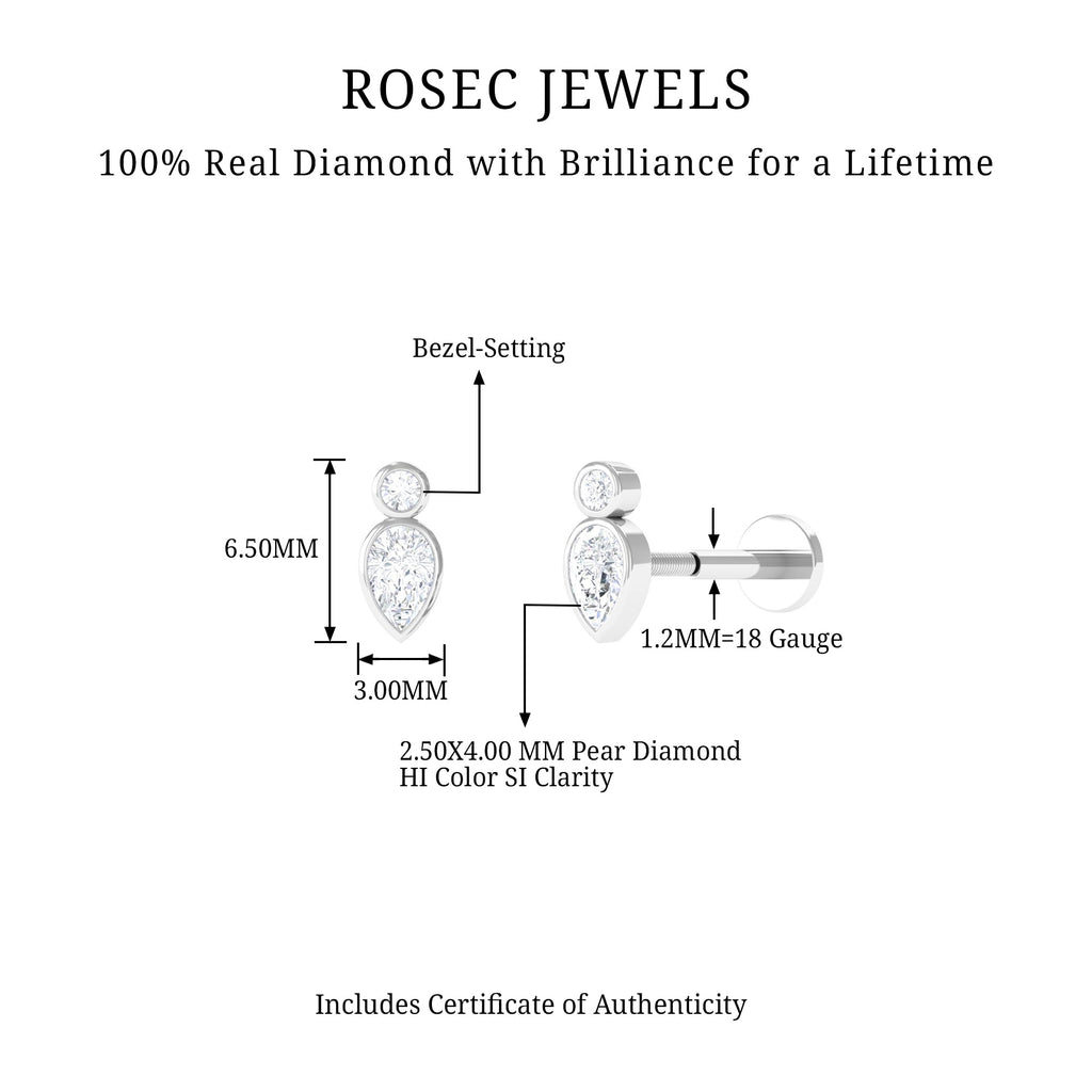 Pear Shape Diamond Two Stone Helix Earring