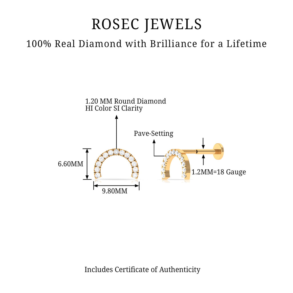 Certified Diamond Half Circle Earring for Piercing