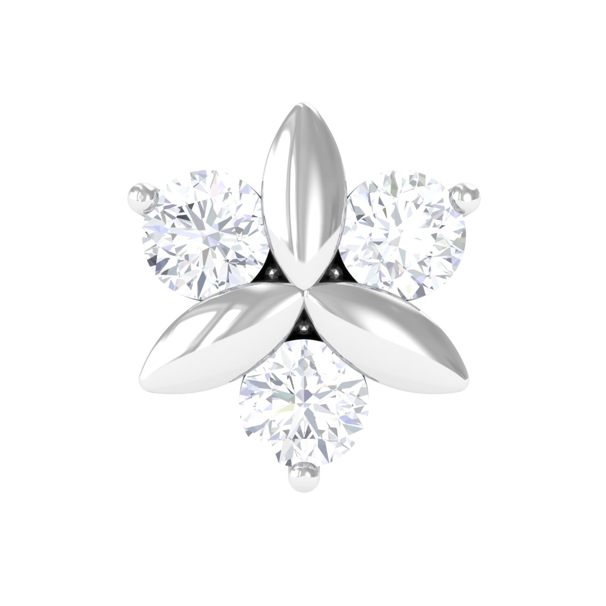 Brilliant Cut Diamond Floral Earring for Conch Piercing