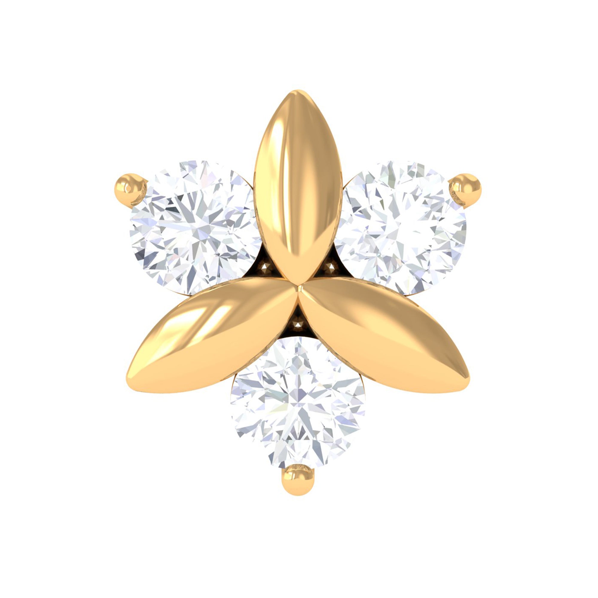 Brilliant Cut Diamond Floral Earring for Conch Piercing