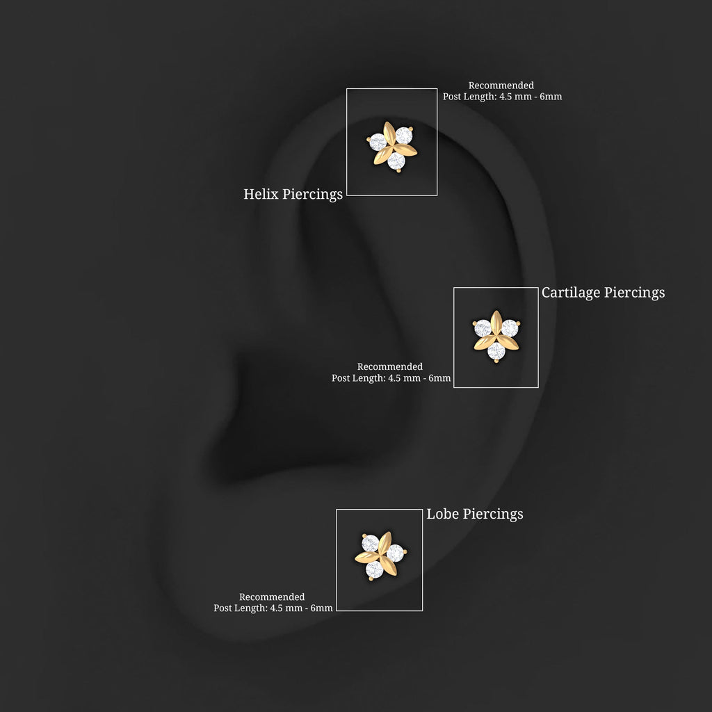 Brilliant Cut Diamond Floral Earring for Conch Piercing