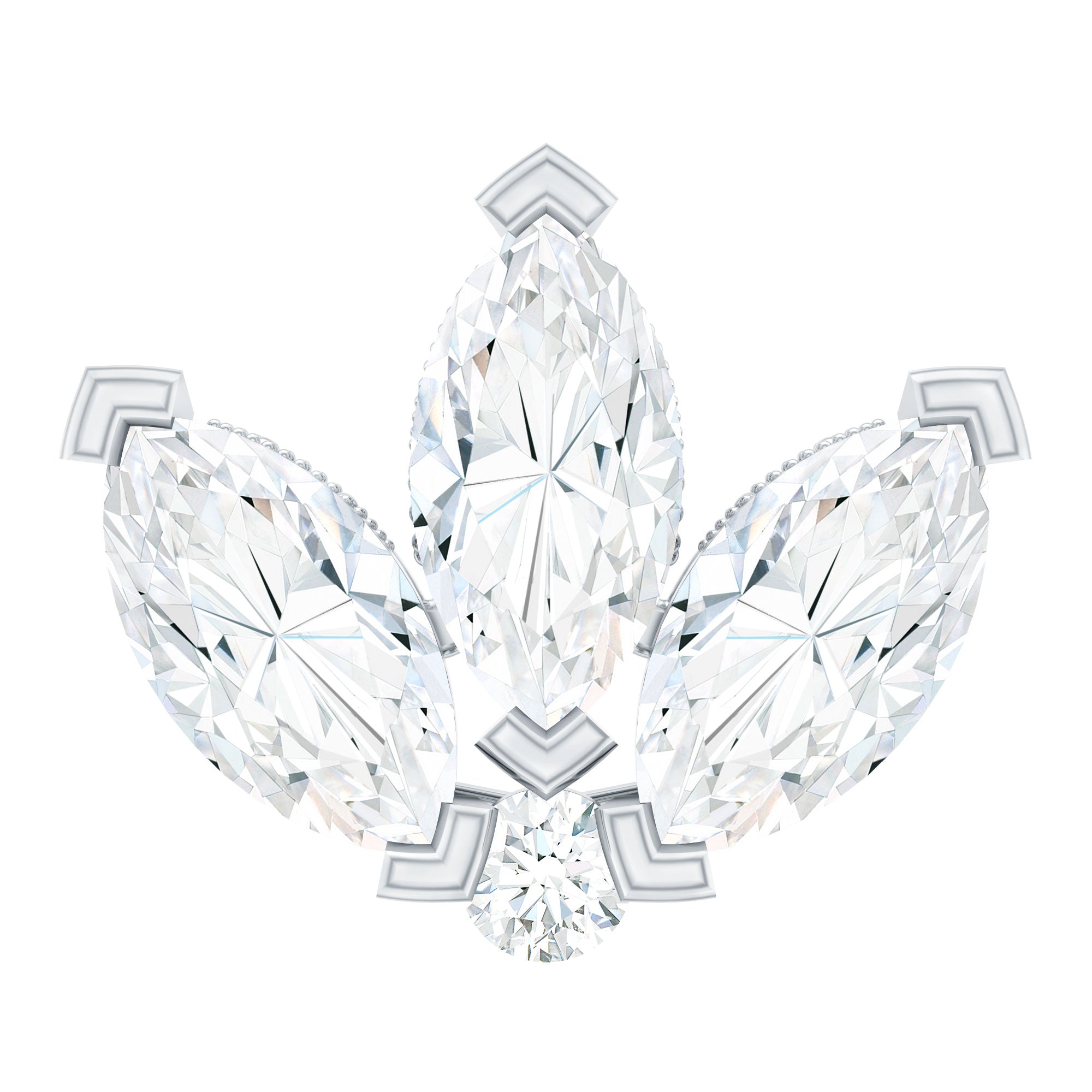 Marquise Diamond Lotus Earring for Cartilage Piercing