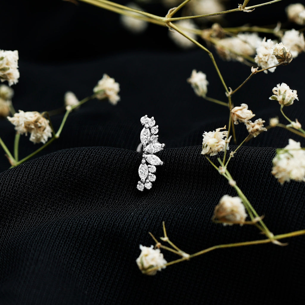 Unique Diamond Crawler Earring for Cartilage Piercing