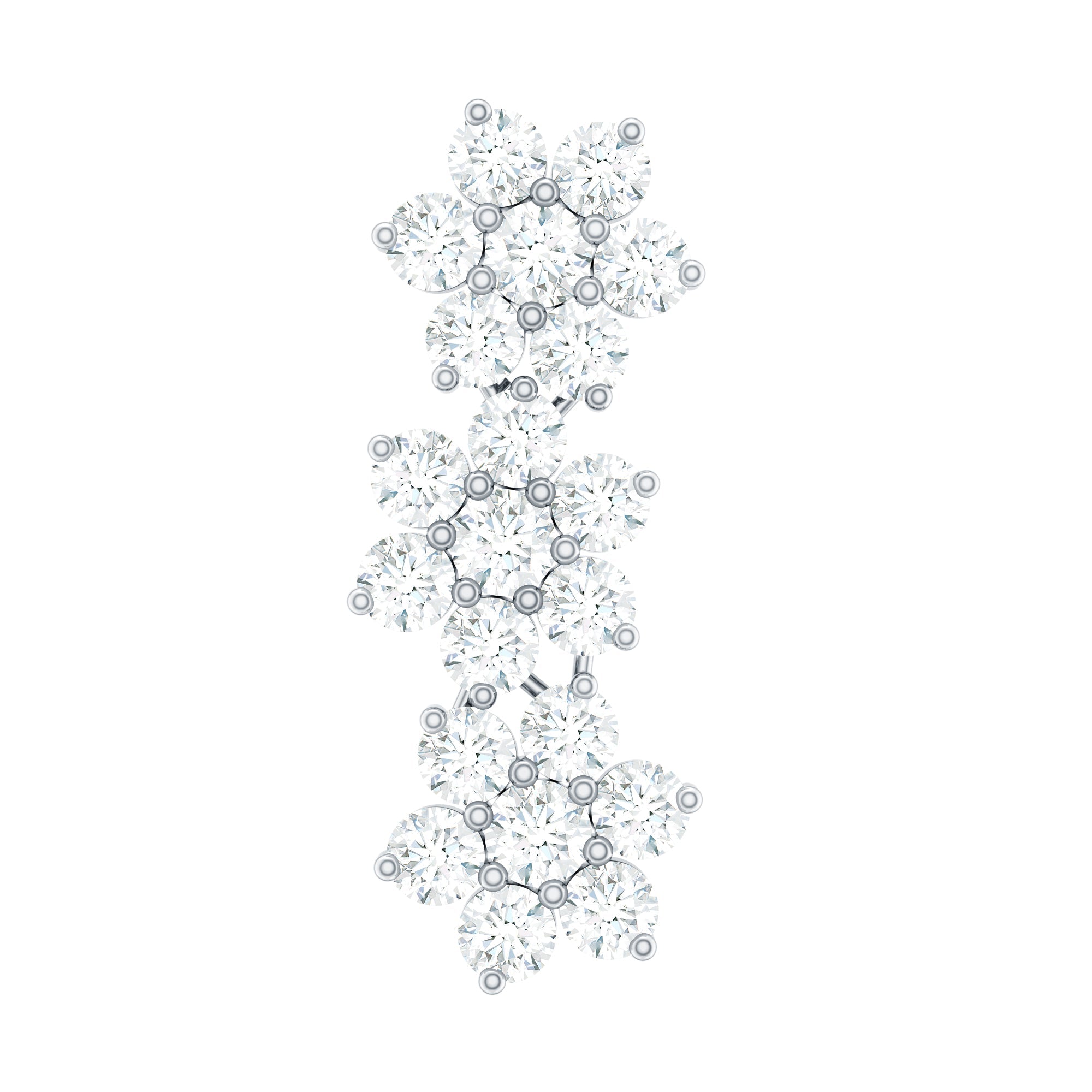 Diamond Three Flower Crawler Earring for Helix Piercing