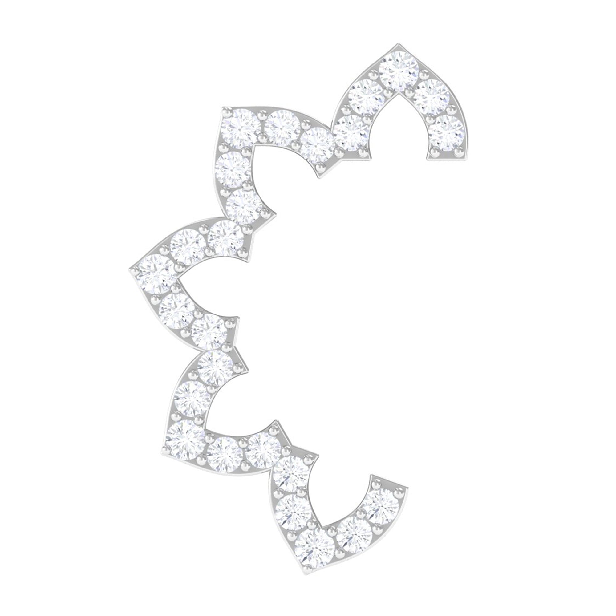 Certified Diamond Curved Floral Earring for Cartilage Piercing