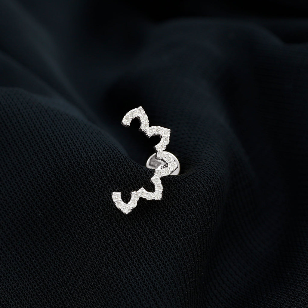 Certified Diamond Curved Floral Earring for Cartilage Piercing