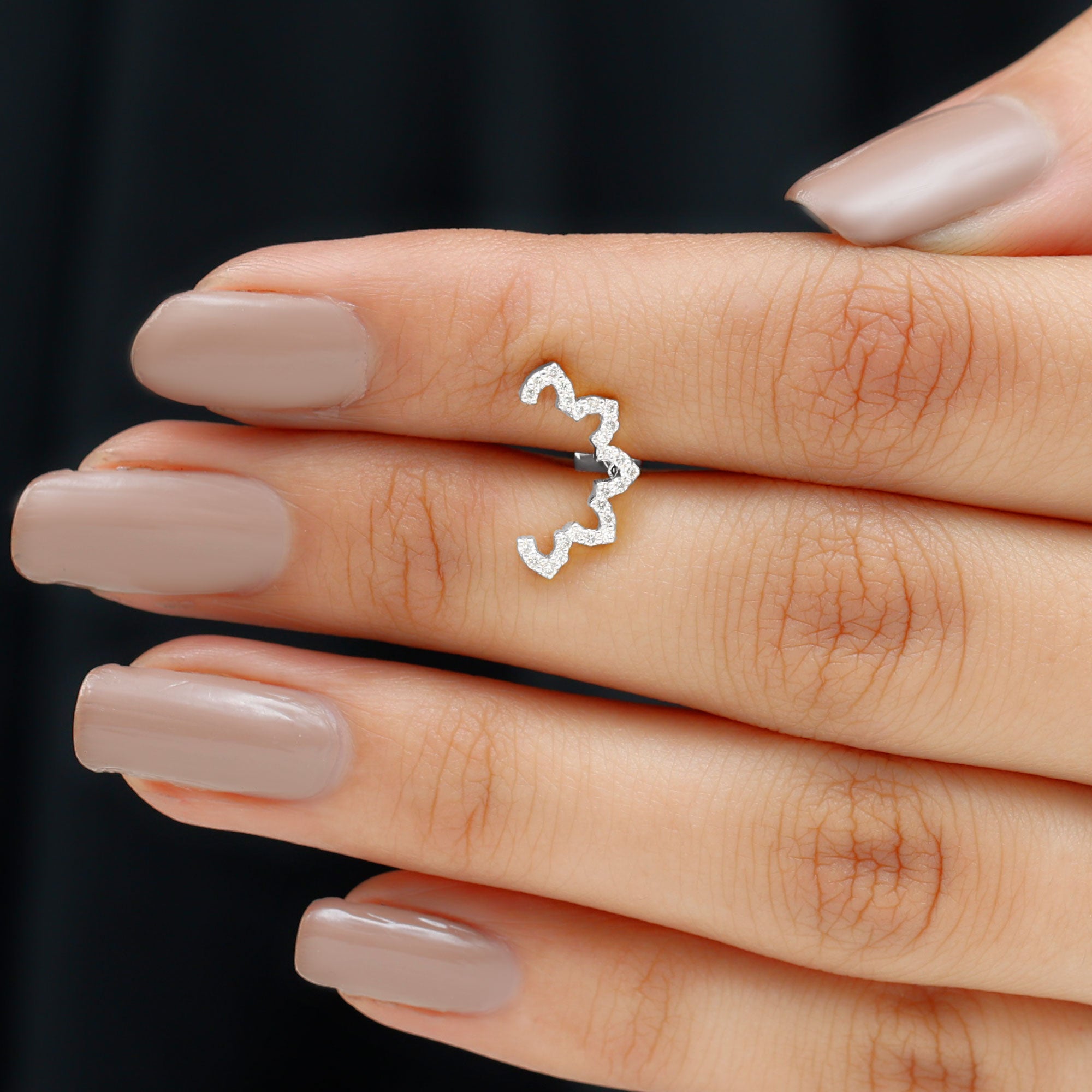 Certified Diamond Curved Floral Earring for Cartilage Piercing