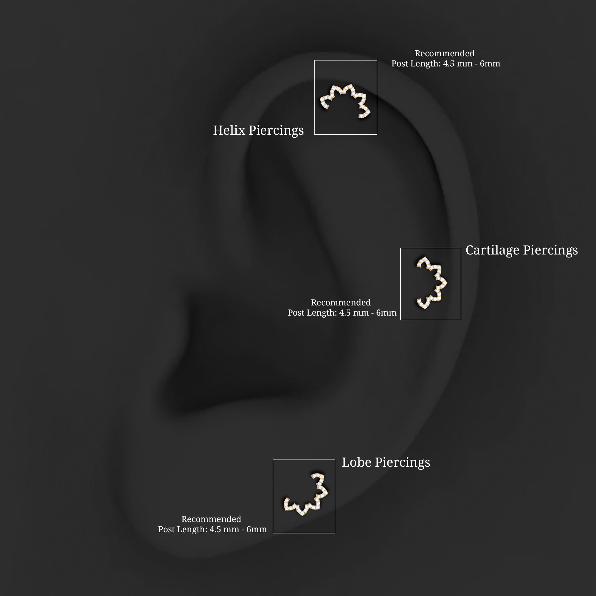 Certified Diamond Curved Floral Earring for Cartilage Piercing