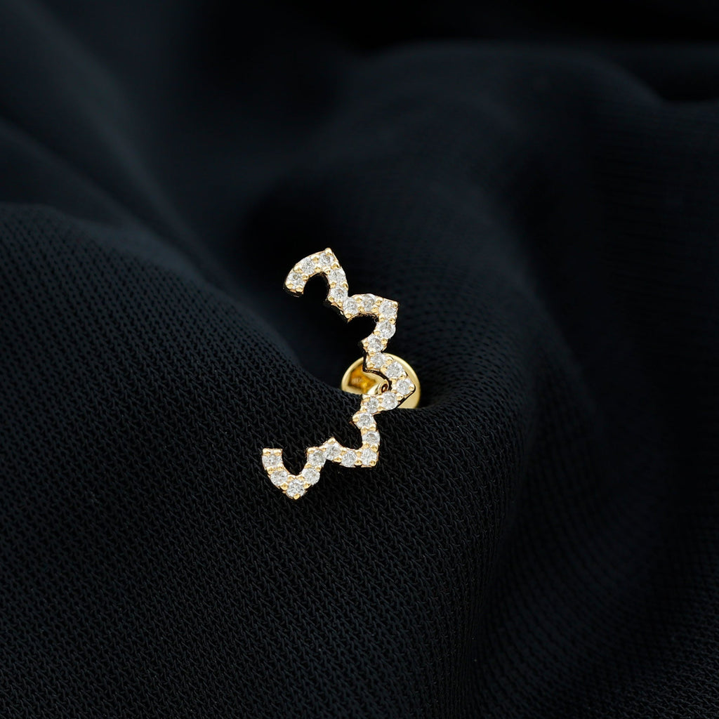 Certified Diamond Curved Floral Earring for Cartilage Piercing