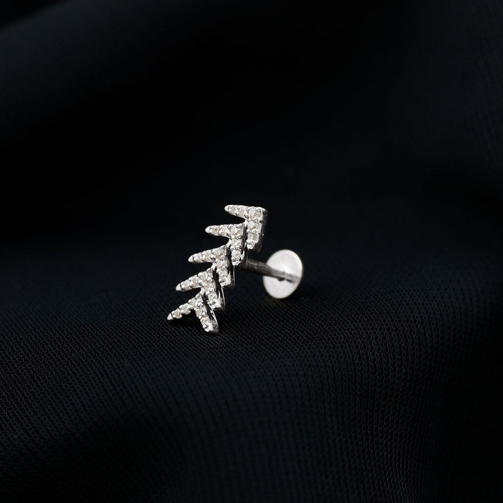 Minimalist Diamond Leaf Crawler Earring for Helix Piercing