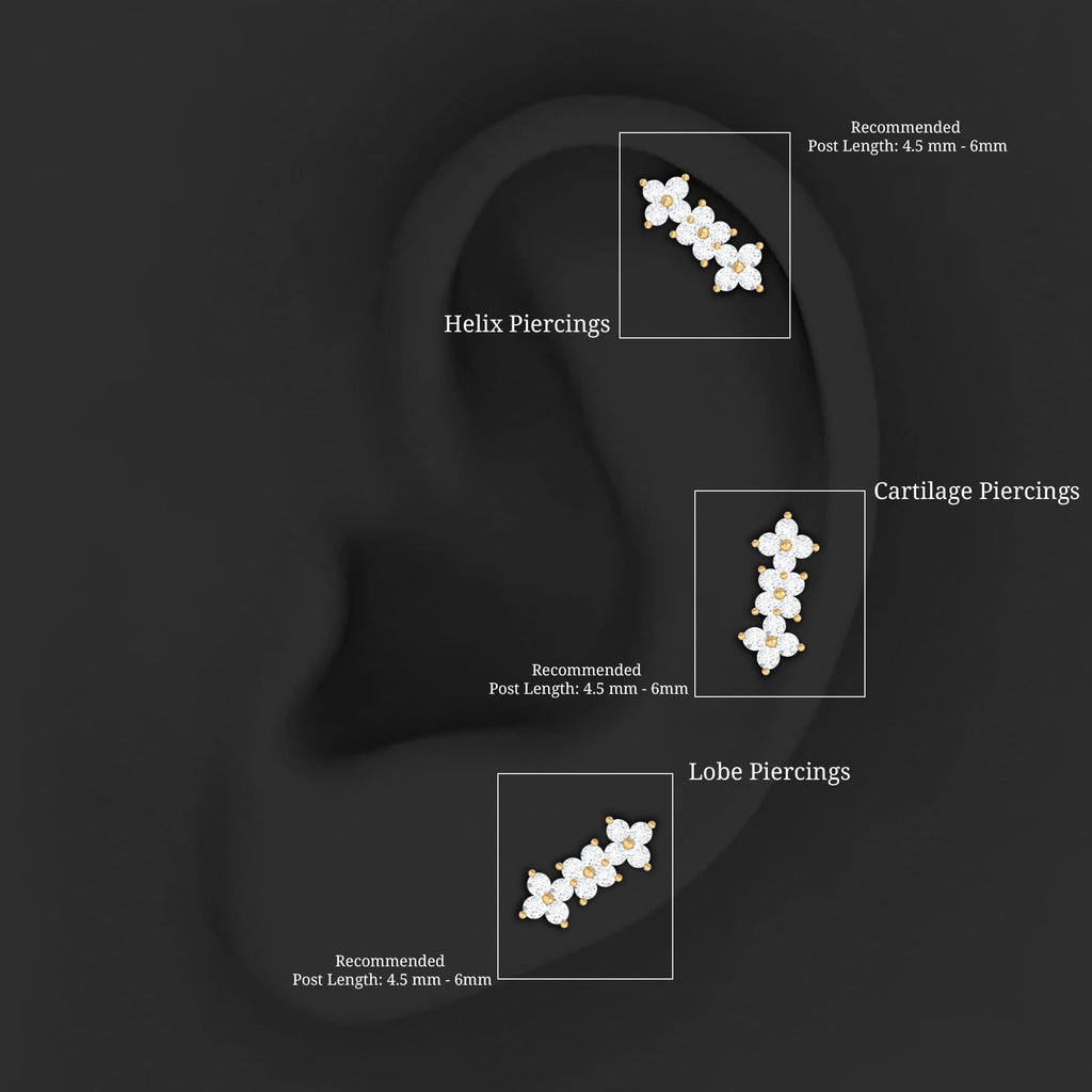 Diamond Flower Crawler Earring for Helix Piercing