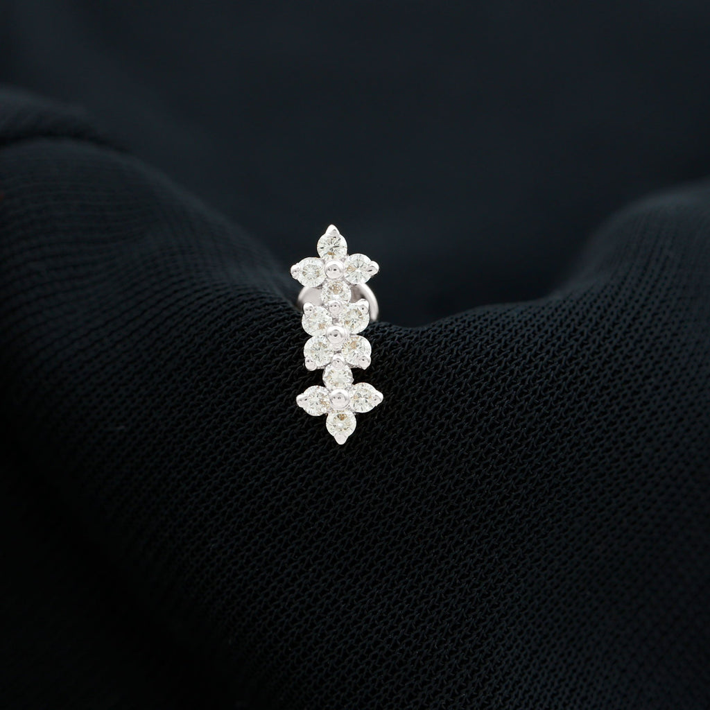 Diamond Flower Crawler Earring for Helix Piercing