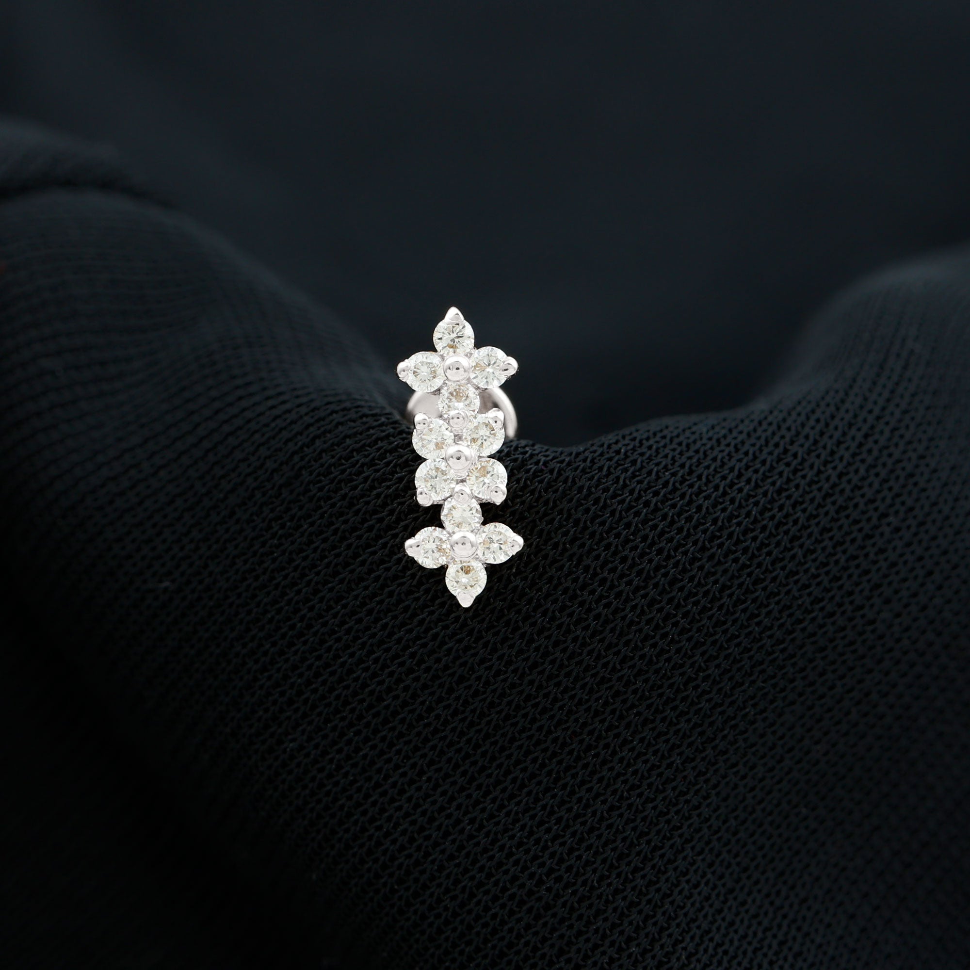 Diamond Flower Crawler Earring for Helix Piercing