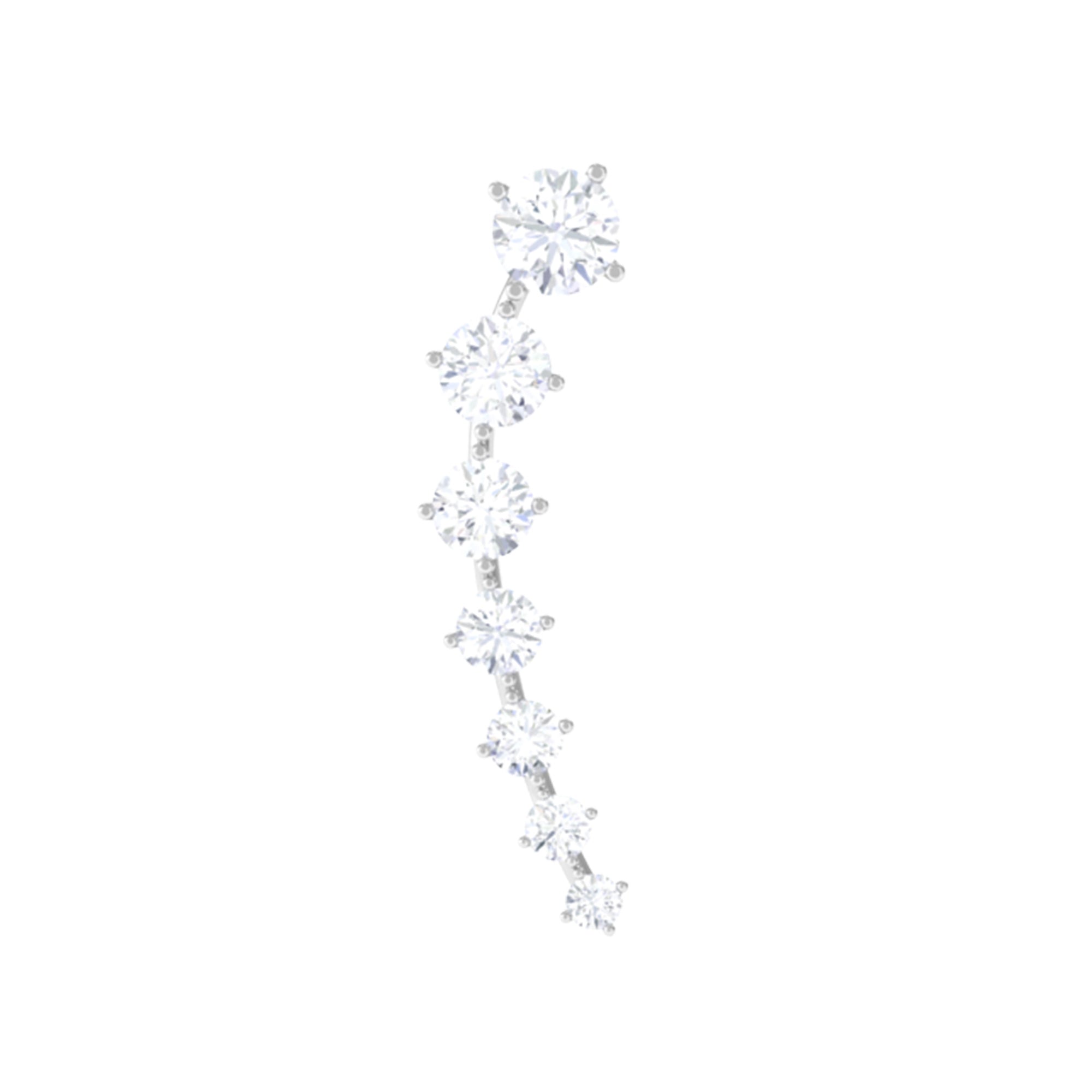 Brilliant Cut Diamond Ear Climber Earring for Helix Piercing