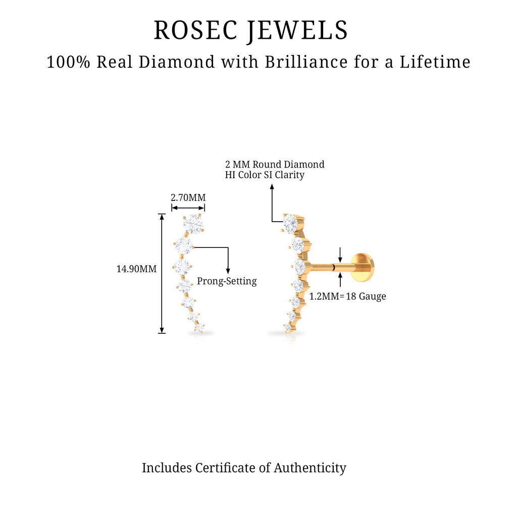 Brilliant Cut Diamond Ear Climber Earring for Helix Piercing