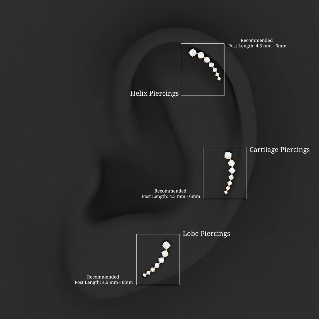 Brilliant Cut Diamond Ear Climber Earring for Helix Piercing