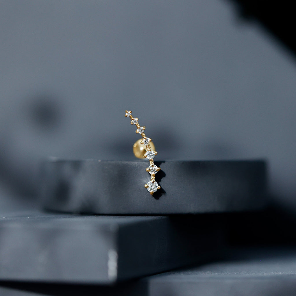 Brilliant Cut Diamond Ear Climber Earring for Helix Piercing