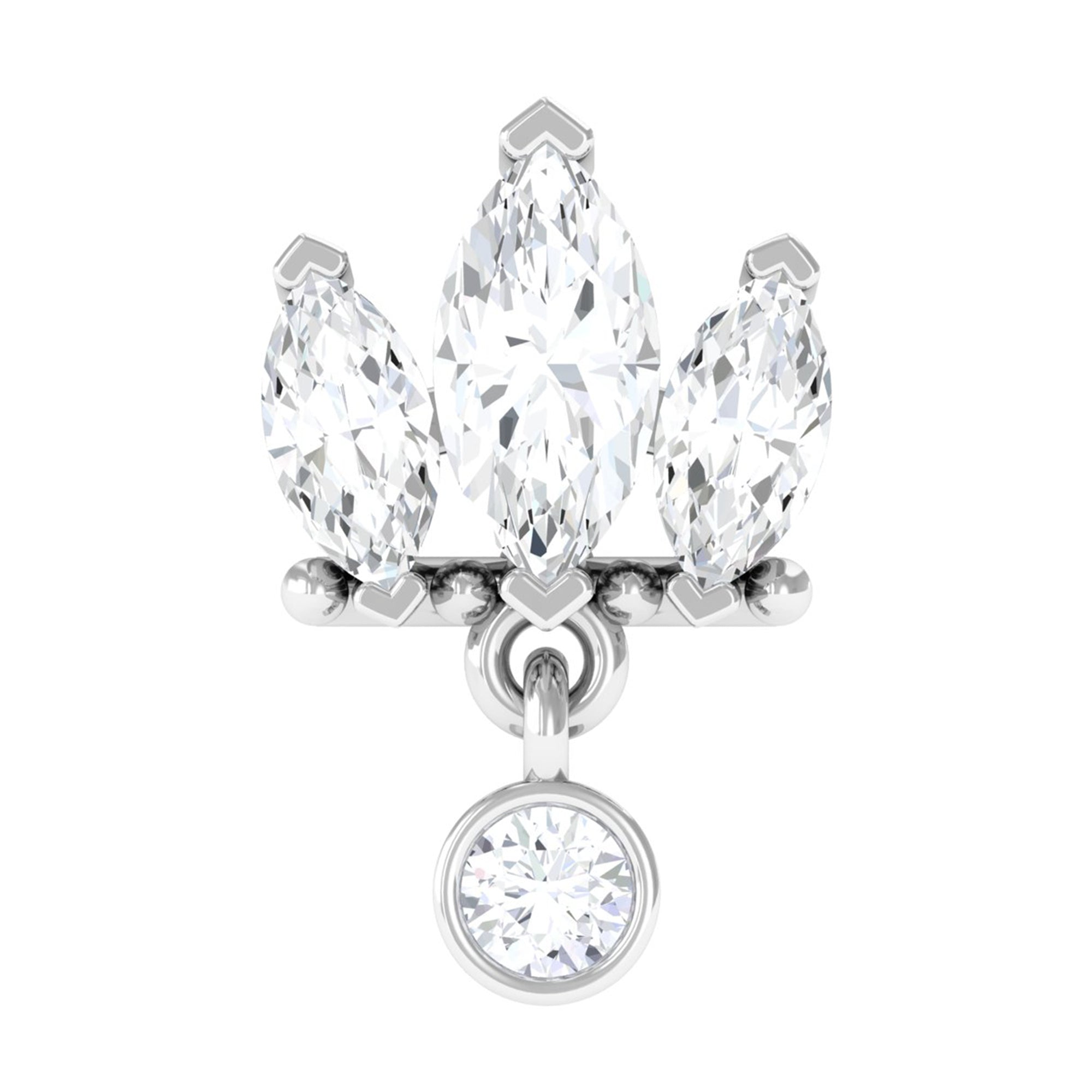 Three Marquise Shape Diamond Helix Drop Earring