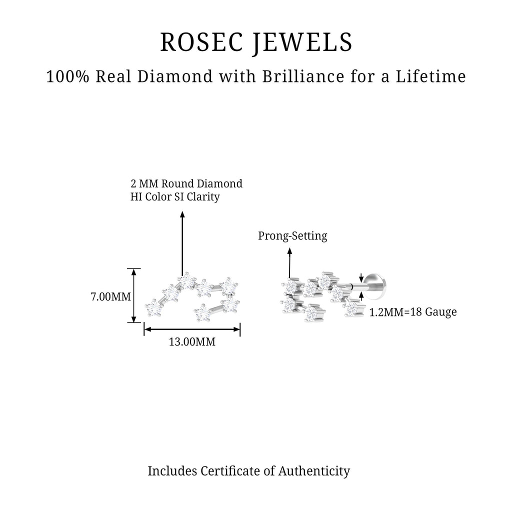 Diamond Taurus Zodiac Crawler Earring