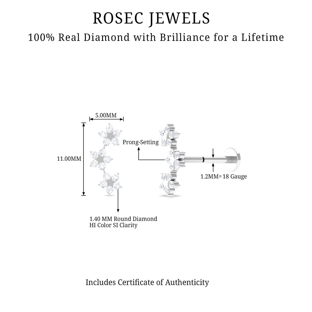 Elegant Diamond Flower Crawler Earring for Helix Piercing