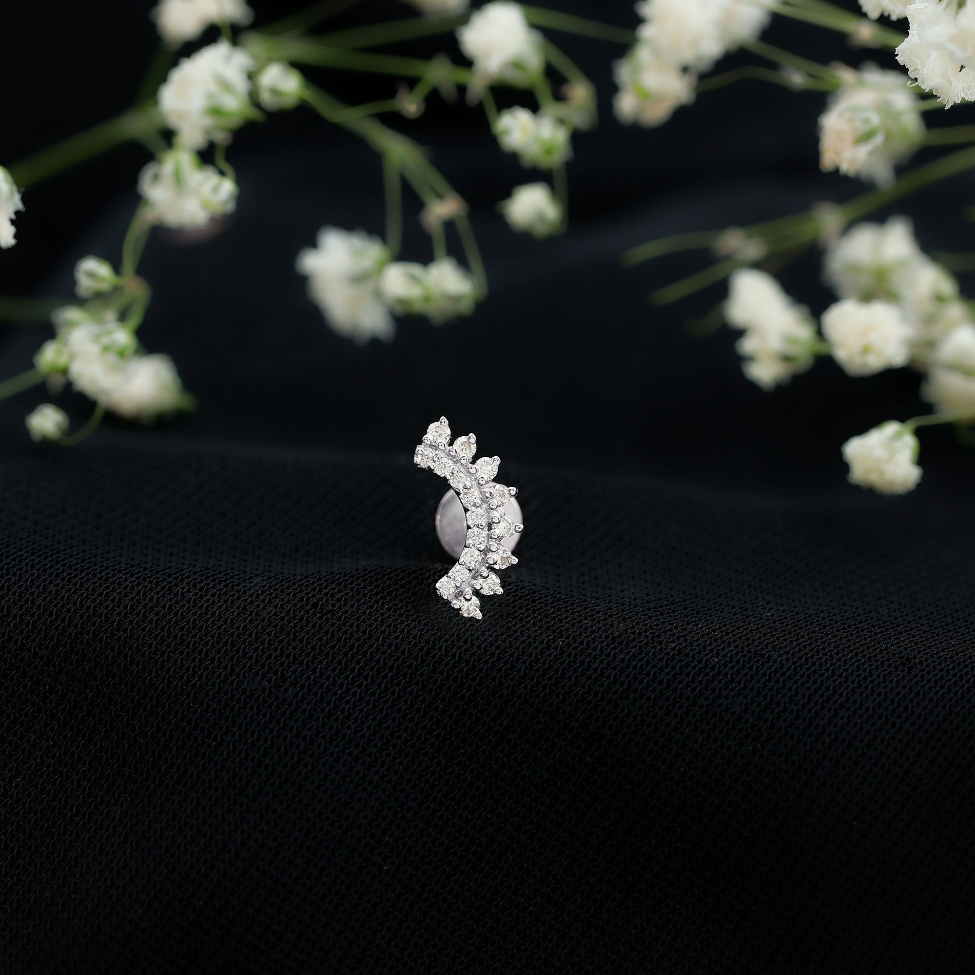 Certified Diamond Curved Cartilage Earring