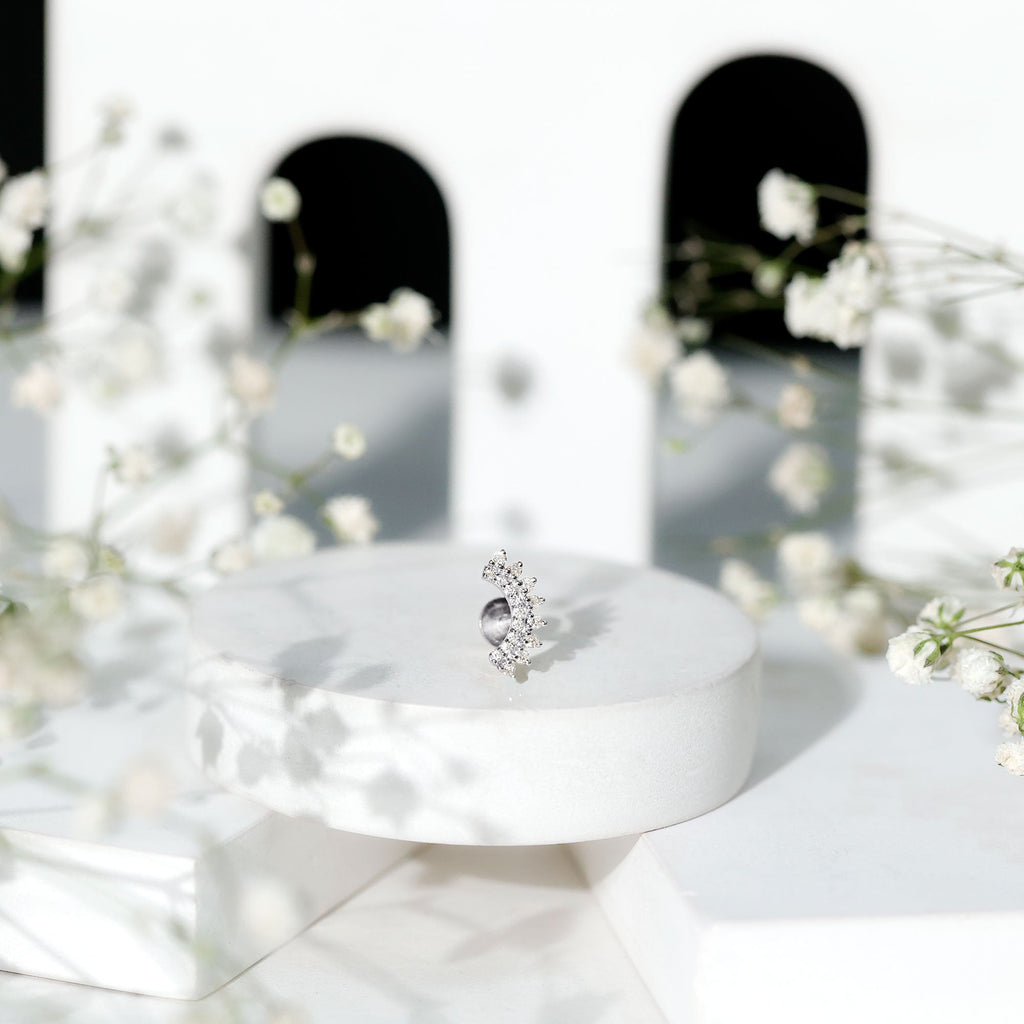 Certified Diamond Curved Cartilage Earring