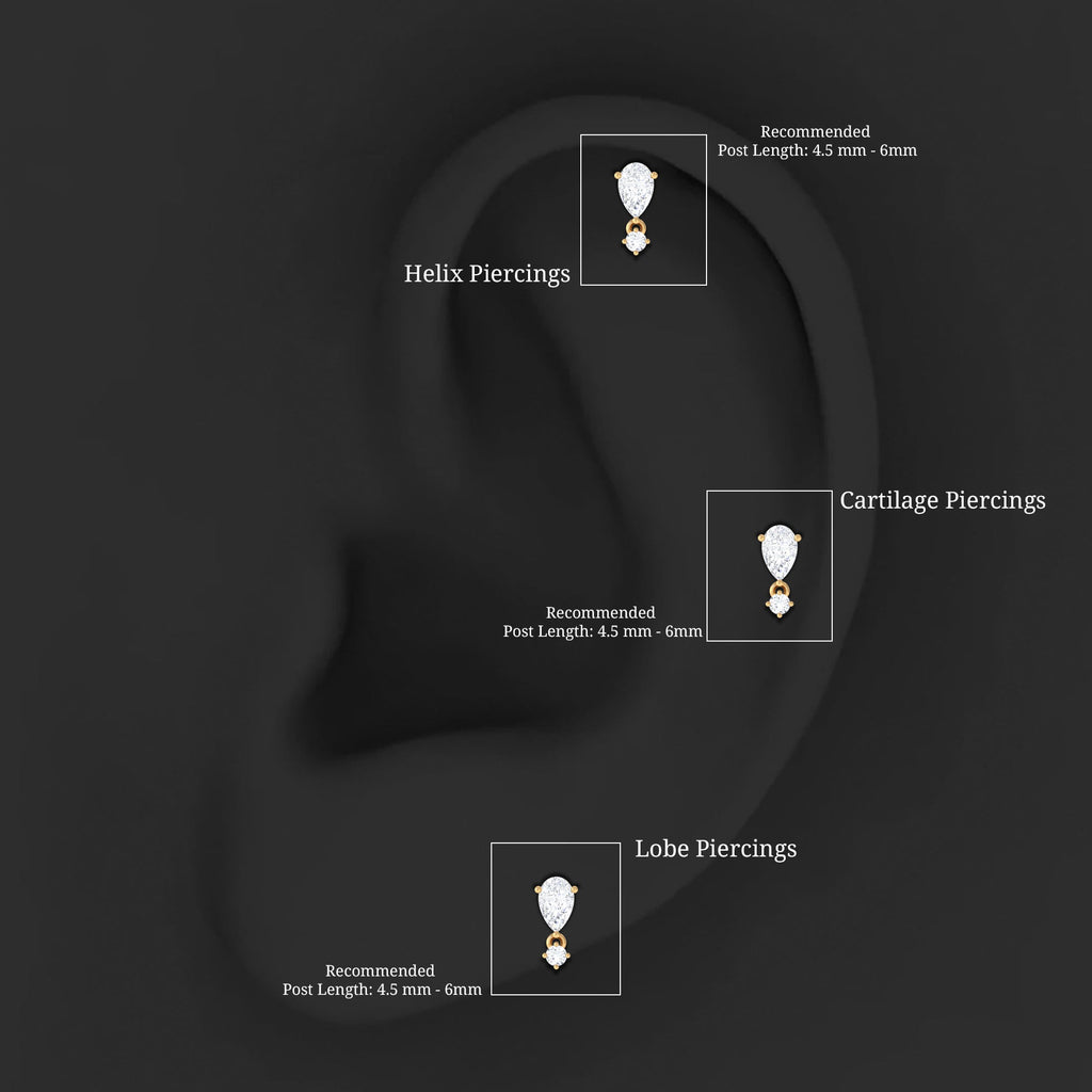 Pear Diamond Drop Earring for Helix Piercing