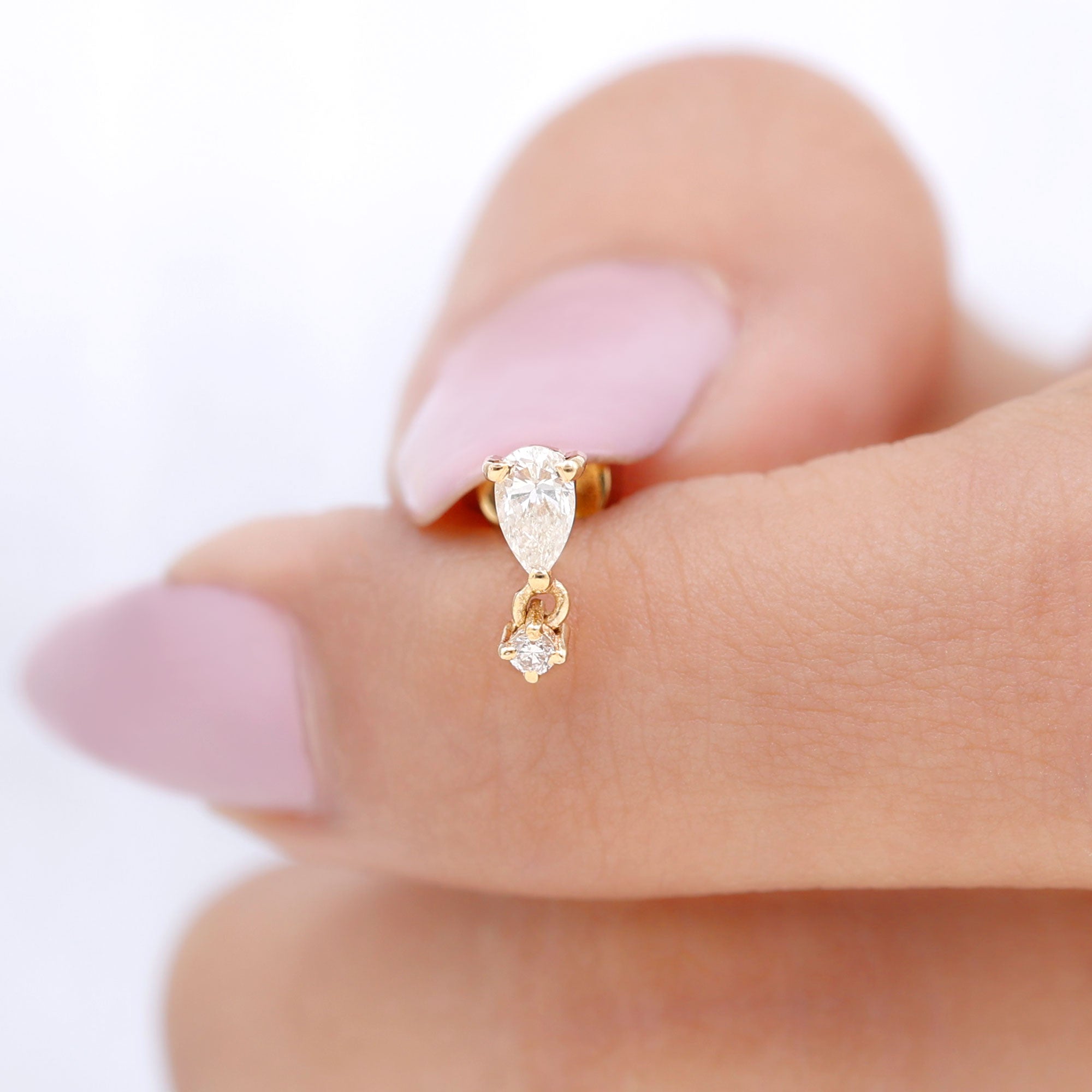 Pear Diamond Drop Earring for Helix Piercing