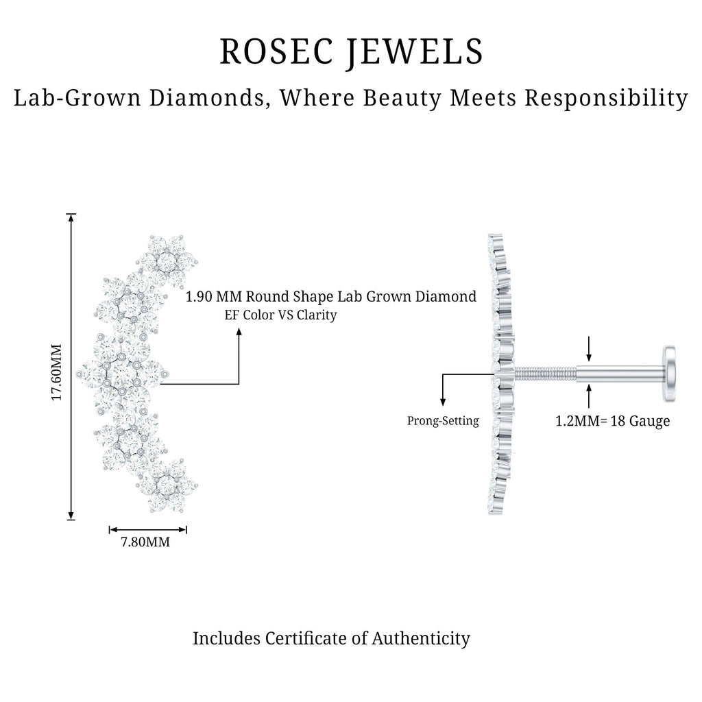 Diamond Flower Ear Crawler Earring